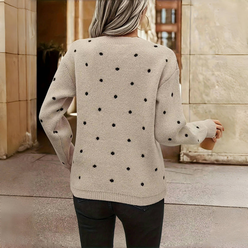 Van Delft Mode® | Gebreide trui met stippen