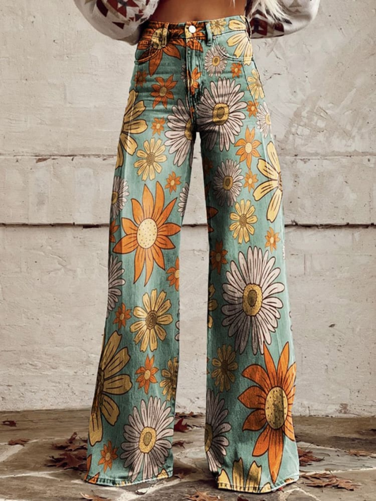 Van Delft Mode®| Vintage Bloemenpatroon Palazzo Broek