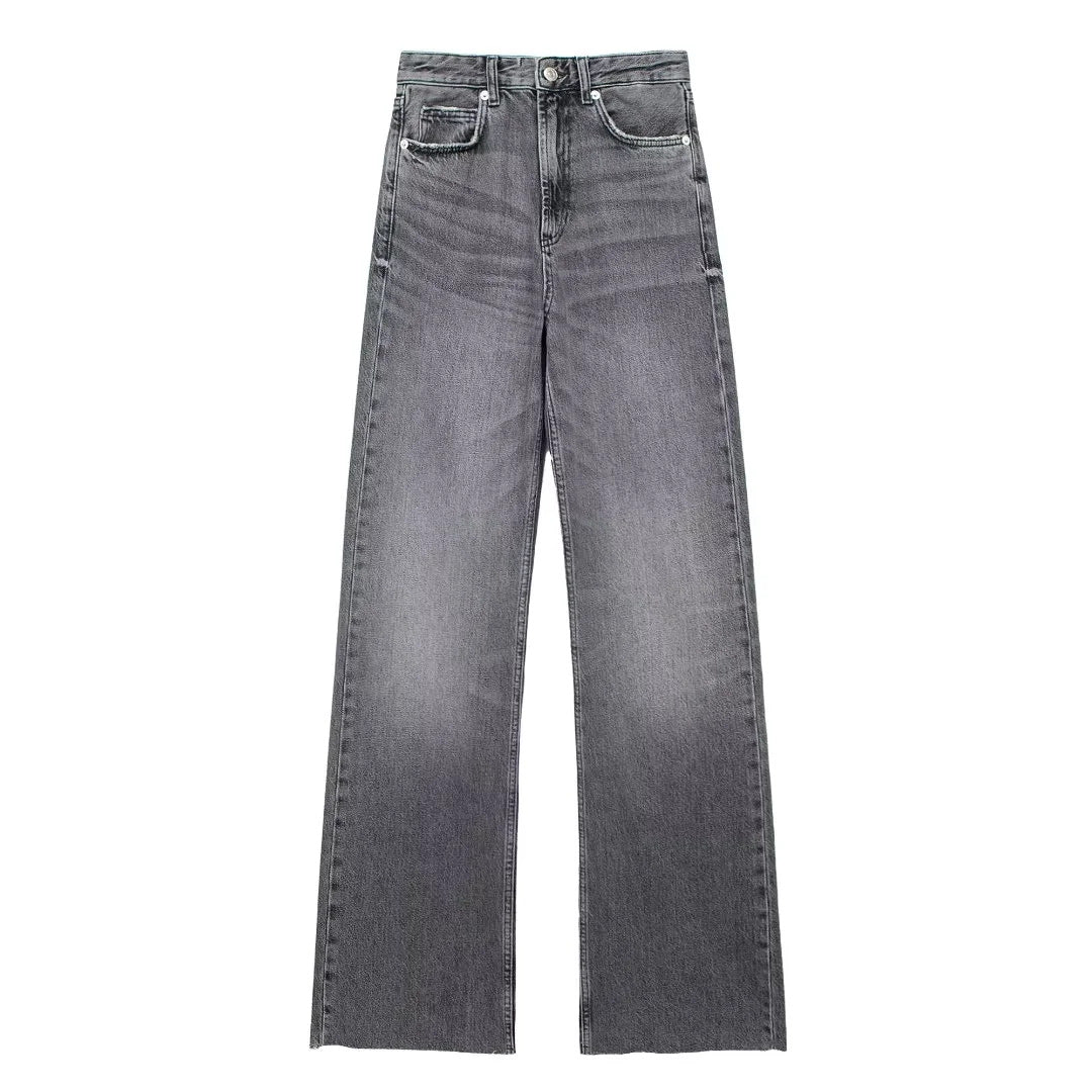 Van Delft Mode® | Grijze Damesbroek Wide Leg