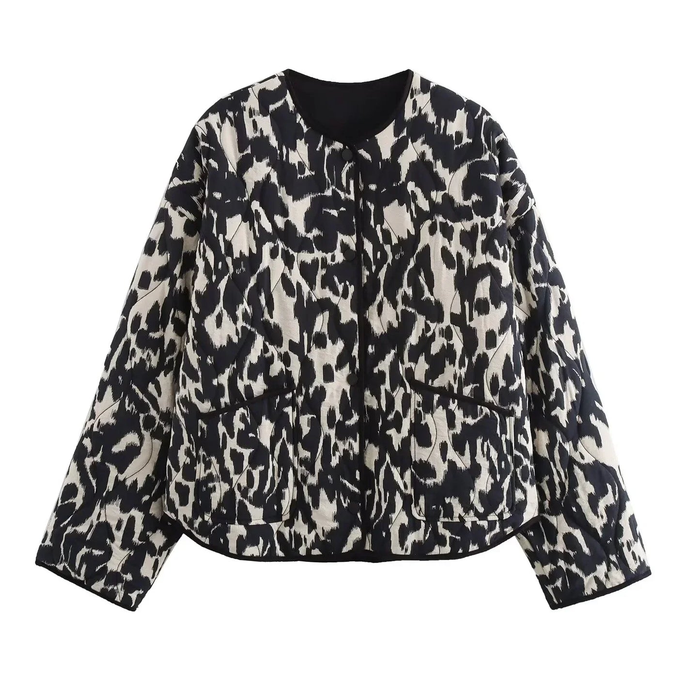 Van Delft Mode® | Modieuze Bedrukte Herfst Jas