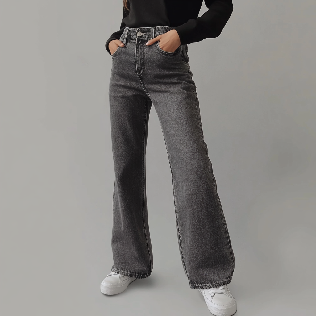 Van Delft Mode® | Grijze Damesbroek Wide Leg