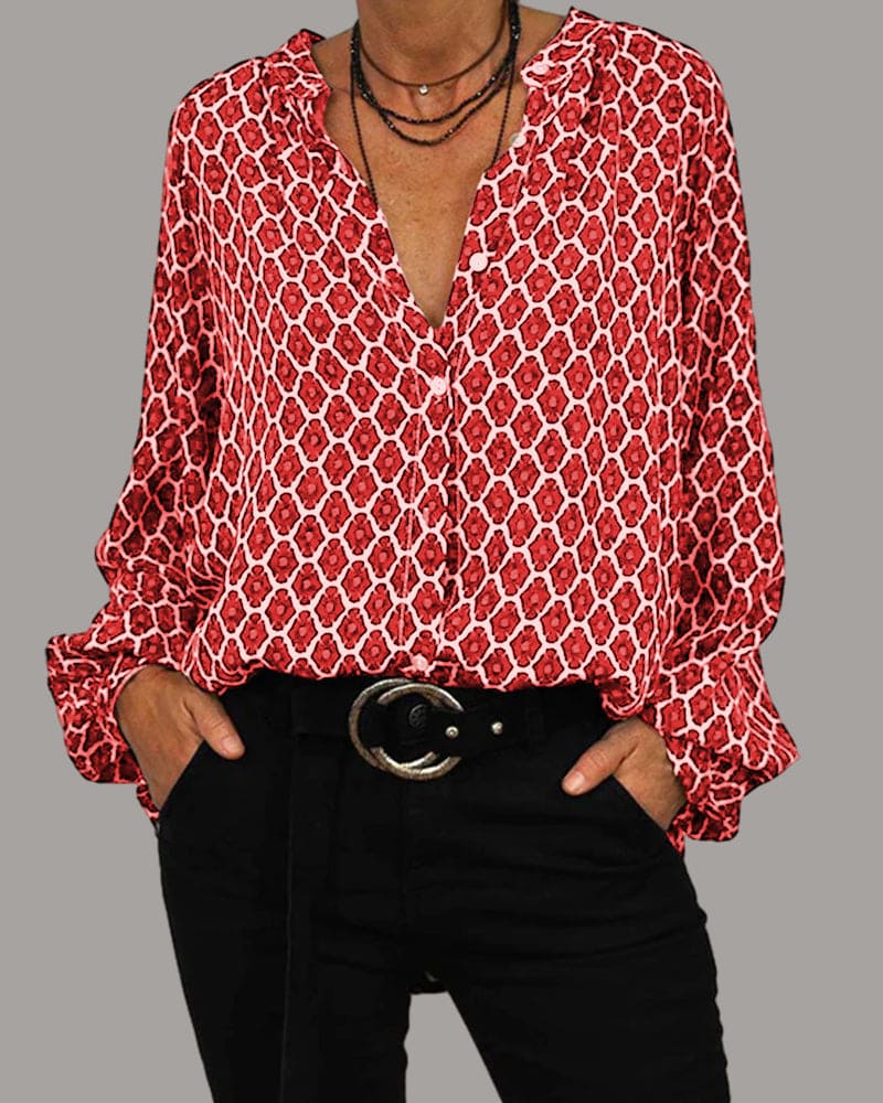 Van Delft Mode® | Relaxed V-Hals Midi-Shirt