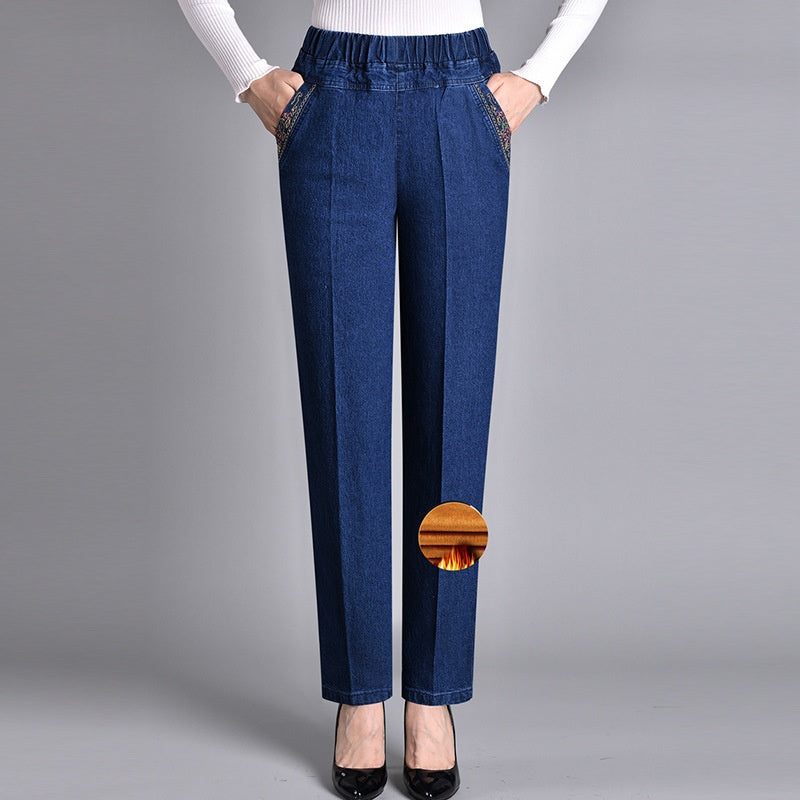 Van Delft Mode® | Damesjeans met zijzakken en elastische taille