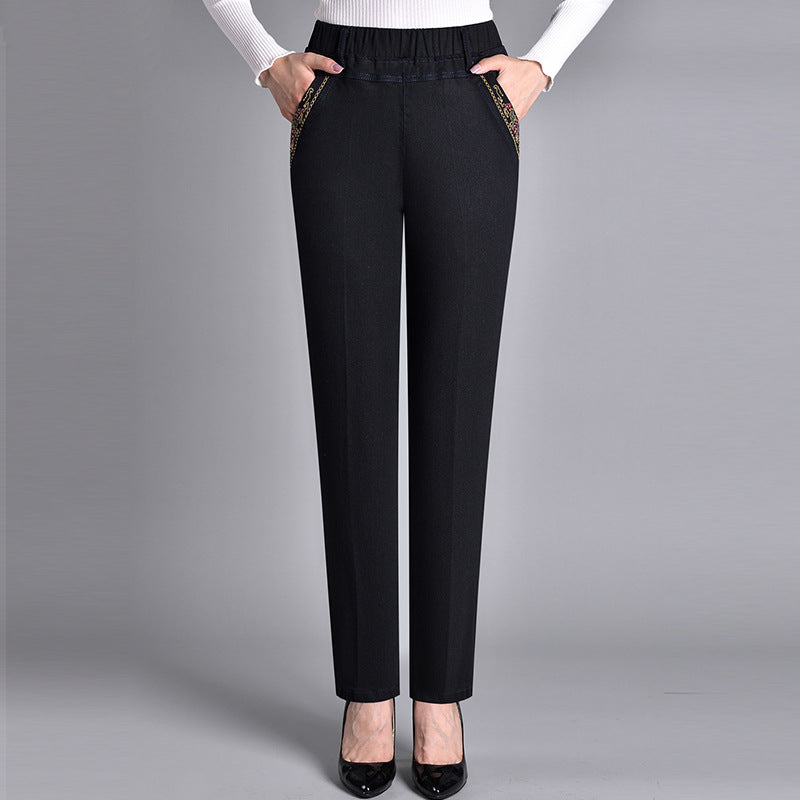 Van Delft Mode® | Damesjeans met Zijzakken en Elastische Taille