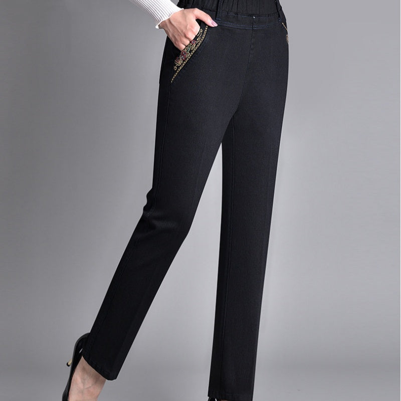 Van Delft Mode® | Damesjeans met Zijzakken en Elastische Taille